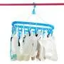 Maserfaliw Drying Rack Folding Square 32 Clips Windproof Underwear Socks Clothespin Drying Rack Hanger Pink
