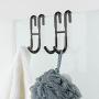 Simtive Shower Door Hooks (2-Pack), Towel Hooks for Bathroom Frameless Glass Shower Door, Shower Squeegee Hooks, Black