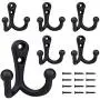 BIGLUFU Coat Hooks Heavy Duty 6pc Coats Hook Vintage Double Prong Wall Mounted with 12 Screws Retro Double Robe Hooks Utility Hooks for Coat, Scarf, Bag, Towel, Key, Cap, Cup, Hat (Black) (6 Pack) BIGLUFU Coat Hooks Heavy Duty 6pc Coats Hook Vintage Double Prong Wall Mounted with 12 Screws Retro Double Robe Hooks Utility Hooks for Coat, Scarf, Bag, Towel, Key, Cap, Cup, Hat (Black) (6 Pack)