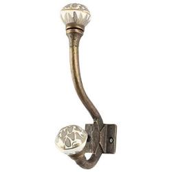 Indianshelf Handmade 2 Artistic Vintage Grey Iron Hexagon Small Key Hooks Hangers/Clothes Hooks for Doors