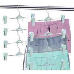 NORTHERN BROTHERS Pants Hangers with Clips, 20 Pack Plastic Space Saving Skirt Hangers with Clips Bulk Trouser Stackable Hangers for Pants