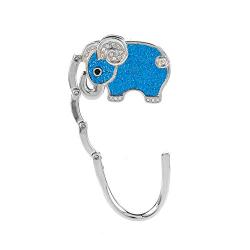 CHIVENIDO Purse Hook Textured Twinkled Elephant Shape Metal Bag Hanger for Table,Blue