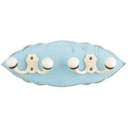 Indianshelf Handmade 1 Artistic Vintage Turquoise Wooden Double Loop Coat Hooks Hangers/Clothes Hooks Door Mount