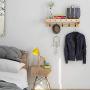 Wall Hook Shelf Rack Wall Hanger Wall Coat Rack Creative Clothes Hanger Natural Bamboo Delicate Porcelain Hook,C+53cm+4hooks