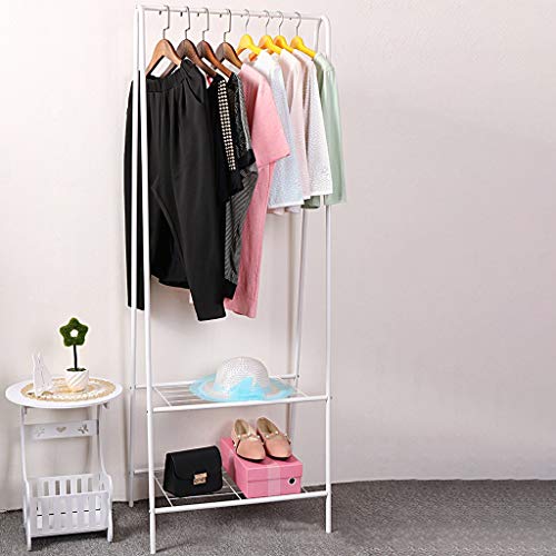 PIKAqiu33 Simple Folding Clothes Hanger Movable Assembled Coat Rack Stand Adjustable Clothing Closet Bedroom Living Room Furniture 2-Tier (Shipped from The US)