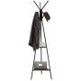 Pratcgoods Entryway Coat Rack Stand Coat Tree Hall Free Standing Industrial Hall Tree Floor Coat Rack Clothes Hanger with 2 Shelves for Bedroom Office Hallway Entryway