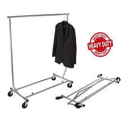 Only Hangers GR100 - Heavy Duty True Commercial Grade Rolling Rack Designed with Solid&quotOne Piece" Top Rail