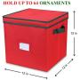 Primode Holiday Ornament Storage Box, 4 Layers, Fits 64 Ornaments Balls, Constructed of Durable 600D Oxford Material Red