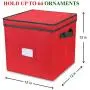 Primode Holiday Ornament Storage Chest, with 4 Trays Holds Up to 64 Ornaments Balls, with Dividers (Red)