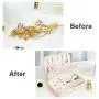 Jewelry Box,Necklace Ring Storage Organizer Double Layer Travel Synthetic Leather Jewel Cabinet Gift Case for Women -Cross Pattern