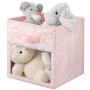 mDesign Soft Fabric Closet Storage Organizer Cube Bin Box, Clear Window and Handle - for Child/Kids Room, Nursery, Playroom, Furniture Units, Shelf - 11" High, 4 Pack - Pink/White Polka Dots