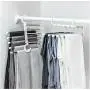 5PC Random Color 5 in 1 Pant Rack Shelves Stainless Steel Clothes Hangers Multi-Functional Wardrobe Magic Hanger Decoration