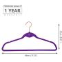 MIZGI Premium Cascading Velvet Hangers (Pack of 50) Heavyduty - Non Slip Hangers with Cascading Hooks Dark Purple - Copper/Rose Gold Hooks,Space Saving Clothes Hangers (Dark Purple)