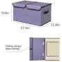 UUJOLY Large Storage Bins Linen Fabric Foldable Basket Cubes Organizer Storage Drawer with Lid and Handles for Home, Office, Closet, Bedroom, Nursery (Purple-2pcs)