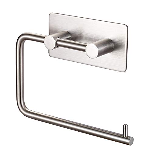 Labkiss Self Adhesive Toilet Paper Holder, SUS 304 Stainless Steel Tissue Roll Hanger, No Drill, Heavy Duty, Waterproof, Modern Wall Mount Towel Holder for Bathroom Kitchen Toilet, Brushed Labkiss Self Adhesive Toilet Paper Holder, SUS 304 Stainless Steel Tissue Roll Hanger, No Drill, Heavy Duty, Waterproof, Modern Wall Mount Towel Holder for Bathroom Kitchen Toilet, Brushed