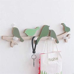 DHUYUN-Home Wall Hook Wooden Coat Hook,Natural Wall Mounted Clothes Scarf Hat and Bag Storage Hangers Towel Rack Bedroom Decoration (Color : Green, Size : Free Size)