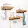 Wall Hook Shelf Rack Wall Hanger Wall Coat Rack Creative Clothes Hanger Natural Bamboo Delicate Porcelain Hook,C+53cm+4hooks