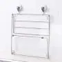 Stainless Steel Folding Towel Stand Rack Towel Hanging Holder 4 Layers Kitchen Washing Cloth Draining Rack Shelf Dishcloth Storage Hanger Shelf Bathroom Kitchen Organizer Accessories