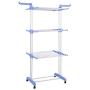 Comcastle 3-Tier Clothes Drying Rack with Heavy Duty 360 Degree Wheels, Double Pole Rail Rod Adjustable Clothes Rack Hanger Indoor Outdoor, Compact Storage