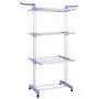 Comcastle 3-Tier Clothes Drying Rack with Heavy Duty 360 Degree Wheels, Double Pole Rail Rod Adjustable Clothes Rack Hanger Indoor Outdoor, Compact Storage