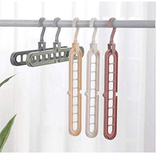 10pcs Random Color 9-Hole Super Saving Space Rotating Multifunction Magic Hanger Plastic Towel Hanger Closet Racks Hangers for Clothes