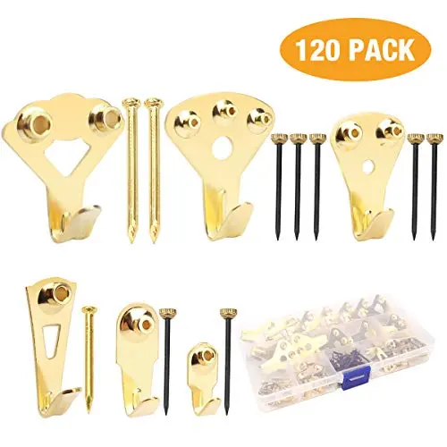 Picture Hangers, Picture Hanging Kit,120 Pieces Picture Photo Frame Hooks for Heavy Duty Picture Frame Hanging with Wall Mounting Nails Supports 10-100 lbs Boxes Included by MANGZ Picture Hangers, Picture Hanging Kit,120 Pieces Picture Photo Frame Hooks for Heavy Duty Picture Frame Hanging with Wall Mounting Nails Supports 10-100 lbs Boxes Included by MANGZ