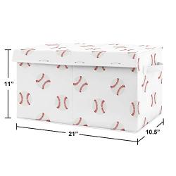 Sweet Jojo Designs Red and White Sports Boy Baby Nursery or Kids Room Small Fabric Toy Bin Storage Boxes Chest for Baseball Patch Collection