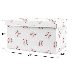 Sweet Jojo Designs Red and White Sports Boy Baby Nursery or Kids Room Small Fabric Toy Bin Storage Boxes Chest for Baseball Patch Collection