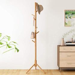 Tree Coat Rack,Beech Wood Free Standing Easy Assembly No Tools Required with 8 Hooks Entryway Coat Hanger for Clothes-a 40x175cm(16x69inch)