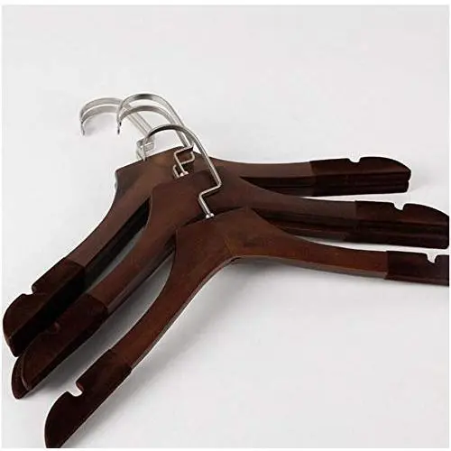 5 Pcs Anti-Slip Solid Wood Clothes Hangers with Velvet Flocked, Walnut Non Slip Shirt Coats Shirts Hanger Rack with Notches 5 Pcs Anti-Slip Solid Wood Clothes Hangers with Velvet Flocked, Walnut Non Slip Shirt Coats Shirts Hanger Rack with Notches