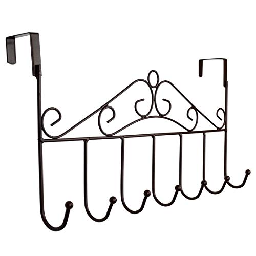 Hooks Over The Door Hook Organizer Rack Hanging, 7 Hooks, Over Door Storage Rack ? Organizer Hooks for Coats, Hats, Robes, Clothes or Towels (Black) Hooks Over The Door Hook Organizer Rack Hanging, 7 Hooks, Over Door Storage Rack ? Organizer Hooks for Coats, Hats, Robes, Clothes or Towels (Black)