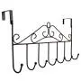 Hooks Over The Door Hook Organizer Rack Hanging, 7 Hooks, Over Door Storage Rack ? Organizer Hooks for Coats, Hats, Robes, Clothes or Towels (Black)