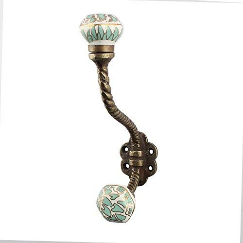 Indianshelf Handmade 1 Artistic Vintage Green Iron Hexagon Small Rail Hooks Hangers/Coat Hooks Hardware