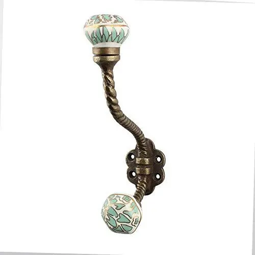 Indianshelf Handmade 1 Artistic Vintage Green Iron Hexagon Small Rail Hooks Hangers/Coat Hooks Hardware Indianshelf Handmade 1 Artistic Vintage Green Iron Hexagon Small Rail Hooks Hangers/Coat Hooks Hardware