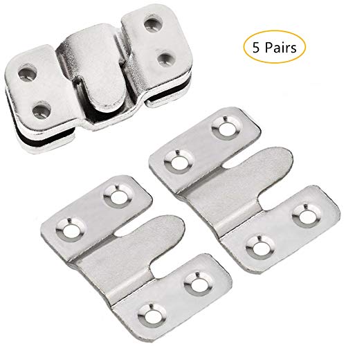 Flush Mount Bracket, Tiberham Interlocking Furniture Connector, Heavy Duty Stainless Steel Photo Frame Hook Picture Hanger for Large Picture Display Art Gallery Wall Mount Hardware (5 Pairs)