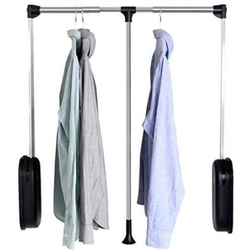 GT.S Pull-Down Wardrobe Lift Clothes Rail, Telescopic Pull Rod Hanger in Cloakroom Cabinet, Movable Clothes Hanger, Buffered Clothes Rail (Size : 890-1210mm)