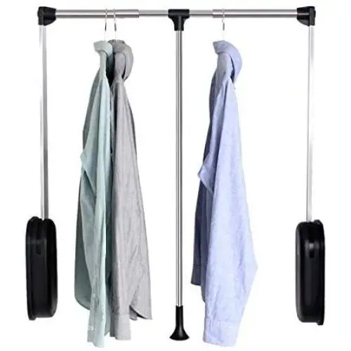 GT.S Pull-Down Wardrobe Lift Clothes Rail, Telescopic Pull Rod Hanger in Cloakroom Cabinet, Movable Clothes Hanger, Buffered Clothes Rail (Size : 890-1210mm)