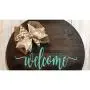 Round Wood Welcome Sign Or Door Hanger - Turquoise