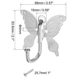 Coat Hooks Wall Mounted Metal Hooks Butterfly Style Coat Hanger 5 PCS