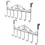 VIASA_ 2Pc Door Hook Bath Towel Hooks Over The Door Decorative 7 Hook Rack Clothes Coat Belt Hanger Wall Mount Storage Shelf