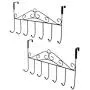 VIASA_ 2Pc Door Hook Bath Towel Hooks Over The Door Decorative 7 Hook Rack Clothes Coat Belt Hanger Wall Mount Storage Shelf