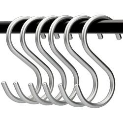 XINJUE 6 Pieces (Solid) Silver Aluminum Alloy S-Shaped Hook/Hook/Universal/Hook, Suitable for Bedroom/Closet/Corridor/Kitchen/Bathroom/Office/Workshop/Pool/Indoor and Outdoor Flower Baskets, etc.