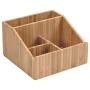 Multi-Use Bamboo Office Product Organizer Compact for Desktop, Holds Notepads, Pens, Pencils, Business Cards, Paper Clips, Stationery Supplies & More