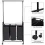 SHAREWIN Rolling Laundry Sorter Cart, Hanging Bar Laundry Hamper 3 Section Heavy-Duty with Wheels SHAREWIN Rolling Laundry Sorter Cart, Hanging Bar Laundry Hamper 3 Section Heavy-Duty with Wheels