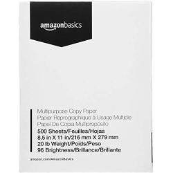 AmazonBasics Copy Paper - 96 Bright, 8.5" x 11", 10-Ream Case (5,000 Sheets)