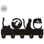 Cat Speak Love Design Key Hook Wall Door Clothes Coat Hat Hanger Key Holder with 5 Hooks Strong Adhesive Sticker Wood Hooks,Indoor Decor,Unique Gift. (P1)