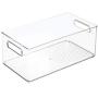 mDesign Plastic Toy Boxes Storage Organizer Bin with Handles for Kids Closets, Cabinets, Shelves - Hold Action Figures, Crayons, Markers, Building Blocks, Puzzles - 14.5" Long, 2 Pack - Clear