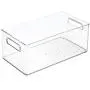 mDesign Plastic Toy Boxes Storage Organizer Bin with Handles for Kids Closets, Cabinets, Shelves - Hold Action Figures, Crayons, Markers, Building Blocks, Puzzles - 14.5&quot Long, 2 Pack - Clear