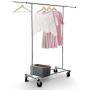 Simple Trending Clothing Garment Rack with Wheels, Extendable & Collapsible, Capacity 150 lbs, Chrome