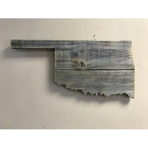 Oklahoma State Shape 20" x 9 1/2" Rustic Wood Sign Hanger with options to Personalize Oklahoma State Shape 20" x 9 1/2" Rustic Wood Sign Hanger with options to Personalize